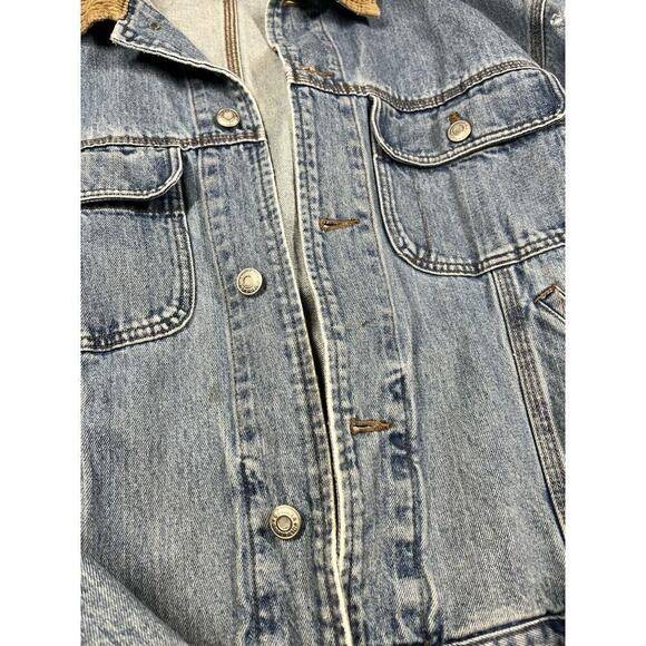 Banana Republic Vintage 90s Y2K Denim Cordury Collar Button Down Jean Jacket M - Picture 3 of 9